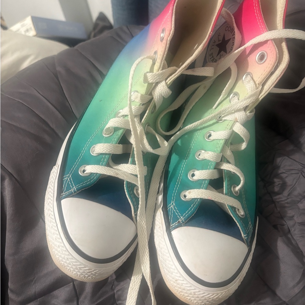 Converse Ombre High Top Sneakers in Teal, Blue & Pink